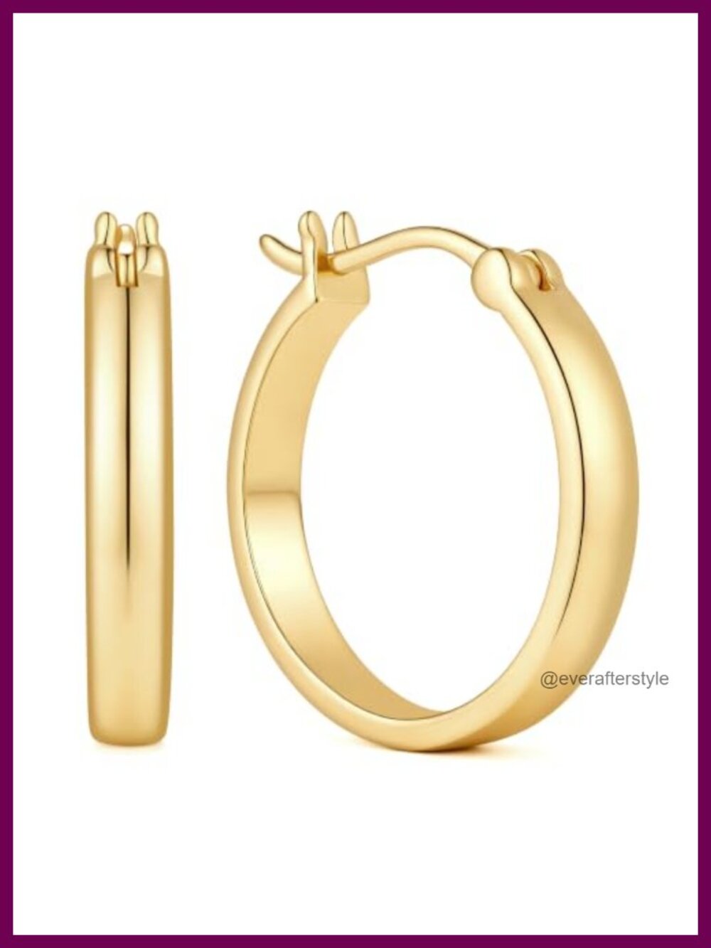 Wide Hoop Earrings Gold Plated 14K for Women Dainty Jewelry
